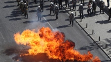 Clashes break out during strike in Greece