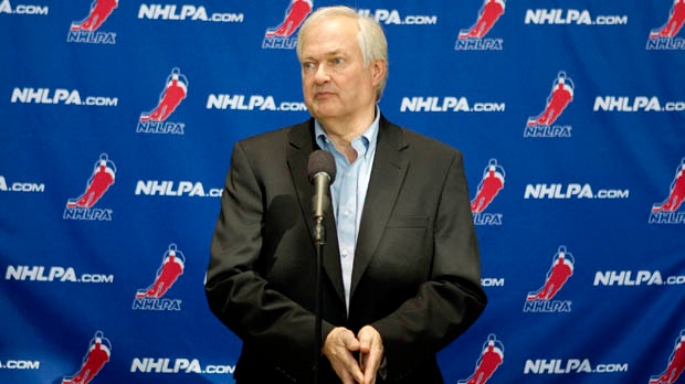 NHLPA head Donald Fehr speaks at news conference