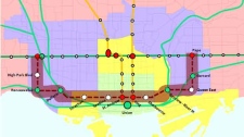 Proposed TTC downtown relief subway line map