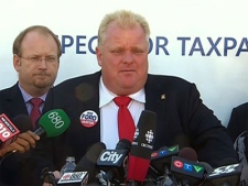 Mayoral candidate Rob Ford speaks at a Toronto news conference, Friday, Oct. 8, 2010.