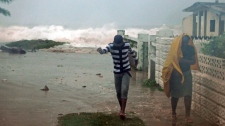 Hurricane Sandy hits Jamaica in Caribbean