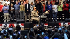 Stevie Wonder performs at Obama campaign