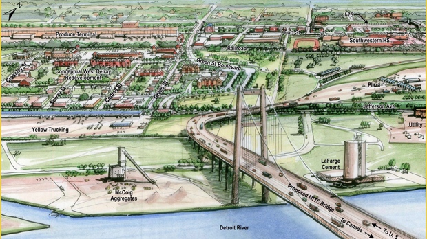 Detroit Windsor new bridge artist rendering
