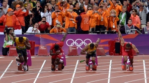 Man trial throwing bottle London Olympics 100m
