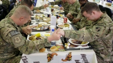 U.S. soldiers Thanksgiving meal Kabul Afghanistan