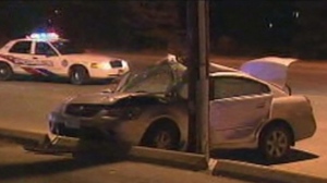 Scarlett Road Lawrence Avenue car crashes pole