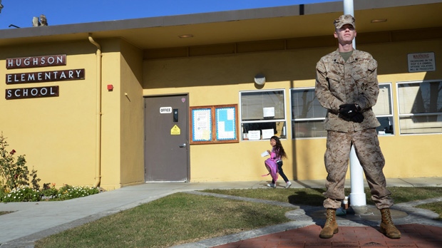 Marine veteran guards school Modesto California