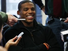Heisman candidate Cam Newton, quarterback for Auburn, speaks to reporters during a news conference on Friday, Dec. 10, 2010, in New York.� Read more �