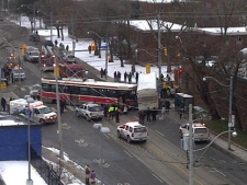 CP24 viewer William Somers sent in this photo of the streetcar and bus collision.
