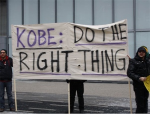 About 30 protesters from Toronto's Armenian community gathered outside the ACC on Sunday, Dec. 19, 2010 to speak out against Kobe Bryant's recent endorsement deal with Turkish Airlines.