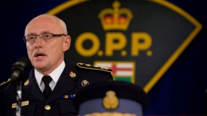 Ontario Provincial Police (OPP) Commissioner Chris Lewis is seen at a press conference in Toronto on Wednesday, Sept. 29, 2010. (The Canadian Press/Adrien Veczan)
