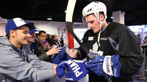 Dion Phaneuf Toronto Maple Leafs open practice