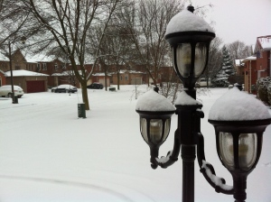 Snow blankets a residential street in Thornhill, just north of Toronto Monday, Jan. 28, 2012. (CP24/ Joshua Freeman)