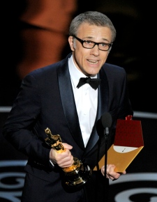 Christoph Waltz accepts the award for best actor