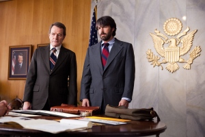This film image released by Warner Bros. Pictures shows Bryan Cranston, left, as Jack O’Donnell and Ben Affleck as Tony Mendez in "Argo," a rescue thriller about the 1979 Iranian hostage crisis. (AP Photo/Warner Bros., Claire Folger)