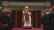 Pope Benedict XVI final greeting cardinals Vatican
