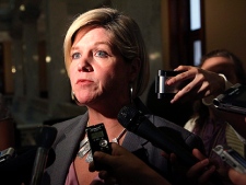 Provincial NDP Leader Andrea Horwath speaks to reporters at Queen's Park in Toronto in this Tuesday, Sept. 1, 2009, file photo. (THE CANADIAN PRESS/Colin O'Connor)