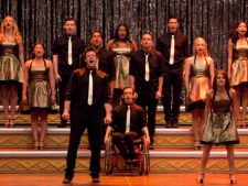 In this 2010 publicity image released by Fox, the cast of "Glee" performs "Don't Stop Believing" in an episode that aired June 8, 2010. (AP Photo/Fox, Adam Rose)