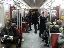 TTC passengers travel on a subway train. (CP24/Ken Enlow)