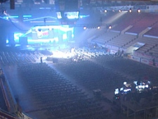 Final preparations are made at the 'The Aud' for We Day in Kitchener, Ont. on Wednesday, Feb. 16, 2011.