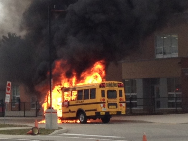 School bus fire Thornhill Woods Public School