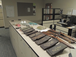 Halton Regional Police released this photo of items seized in a raid in Burlington on Friday, April 19, 2013. (Handout)