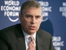 In this Wednesday Jan. 23, 2008 file photo Britain's Prince Andrew, gestures while speaking during a session at the World Economic Forum in Davos, Switzerland. (AP Photo/Michel Euler, file)