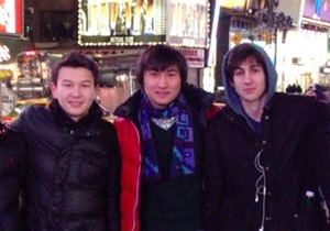 Azamat Tazhayakov (left), Dias Kadyrbayev, and Dzhokhar Tsarnaev (right) in a photo taken in Times Square. The picture, which appeared on Tsarnaev's page on VKontakt, the Russian equivalent of Facebook, is believed to be from November 2012. (Photo courtesy NBC News.)