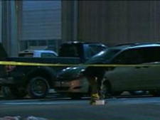 York Regional Police at the scene of a shooting outside a business in Vaughan on Thursday, March 24, 2011.