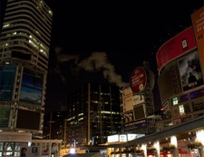 Yonge and Dundas Square in Toronto city centre is pictured shortly before the end of Earth Hour on Saturday March 26, 2011. (Chris Young / THE CANADIAN PRESS)