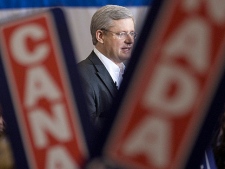 Prime Minister Stephen Harper speaks during a campaign rally in Montreal, Wednesday March 30, 2011. (THE CANADIAN PRESS/Adrian Wyld)