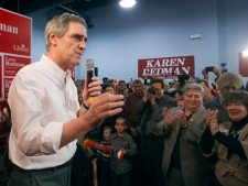 Liberal leader Michael Ignatieff attends a rally at the campaign office in Kitchener Centre Friday, April 1, 2011, on a campaign stop in Kitchener, Ont. (THE CANADIAN PRESS/Ryan Remiorz)