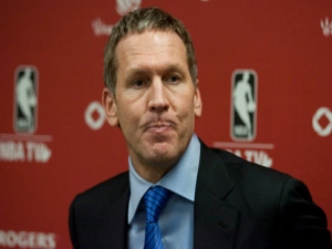 Toronto Raptors' Bryan Colangelo holds a news conference ahead of his team's NBA basketball game against Chicago Bulls in Toronto on Wednesday, February 23, 2011. (THE CANADIAN PRESS/Chris Young)