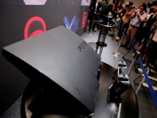 A new PlayStation 3 is displayed at a news conference in Tokyo, Japan on Wednesday, Aug. 19, 2009. (AP Photo/Itsuo Inouye)