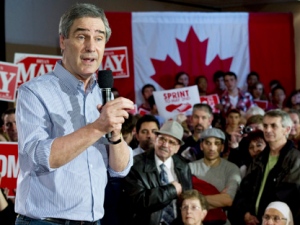 Liberal Leader Michael Ignatieff addresses a rally Friday, April 29, 2011 in Kitchener, Ontario . THE CANADIAN PRESS/Paul Chiasson