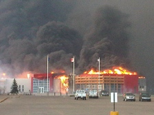 The town hall in Slave Lake, Alta., burns Sunday, May 16, 2011. 
