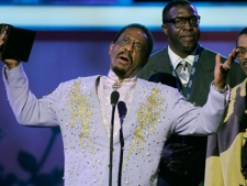 In this Feb. 11, 2007 file photograph, Ike Turner accepts the award for best traditional blues album for "Risin' with the Blues" at the 49th Annual Grammy Awards in Los Angeles. (AP Photo/Mark J. Terrill, File)