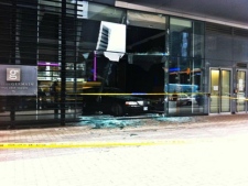 A car crashed into the lobby of Hotel Le Germain Maple Leaf Square on Friday, May 27, 2011. (Twitter/@40deuce) 