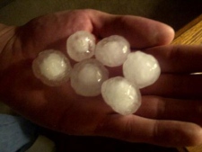 A photo taken of hail that fell in Etobicoke at around 7:30 p.m. on Wednesday, June 8, 2011. 