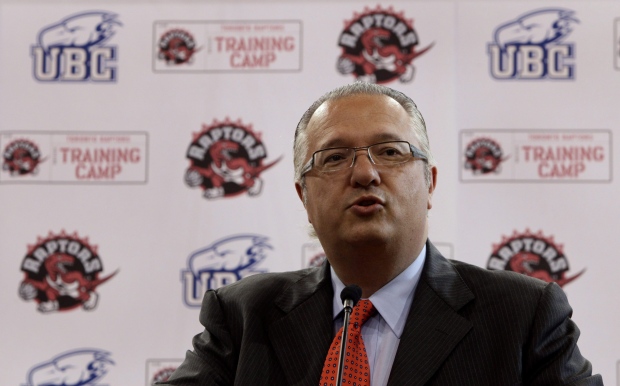 Toronto Raptors' Senior VP of Operations Maurizio Gherardini speaks during a news conference in Vancouver, B.C., on Wednesday August 11, 2010. (THE CANADIAN PRESS/Darryl Dyck)