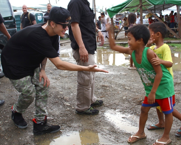 Justin Bieber visits typhoon victims
