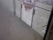 The aftermath after a piece of glass fell from the 27th floor of Festival Tower of John Street at around 7:40 p.m. Tuesday. 
