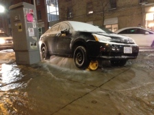 Car knocks over fire hydrant