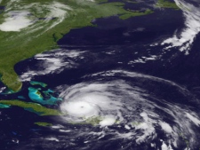 An image released by the NOAA made from the GEOS East satellite shows Hurricane Irene on Aug. 24, 2011 as it moves northwest from the Dominican Republic. Puerto Rico and the Dominican Republic. Federal officials have warned Irene could cause flooding, power outages or worse all along the East Coast as far north as Maine, even if it stays offshore. (AP Photo/NOAA)