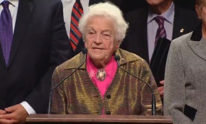 Mississauga Mayor Hazel McCallion speaks to reporters after officials from Ontario municipalities met Friday, Jan. 17, 2014, to discuss an ice storm that struck in late December.