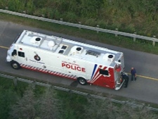 A York Regional Police command post is set up near Whitchurch-Stouffville on Monday, Aug. 29, 2011, after human remains were found near Warden Avenue and Aurora Road.
