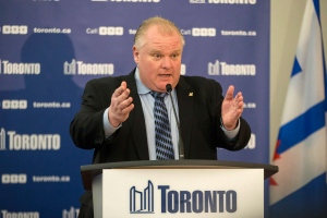 Toronto Mayor Rob Ford addresses journalists Wednesday, Jan. 22, 2014. (The Canadian Press/Chris Young)