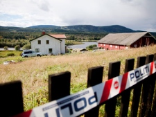 Police carry out investigations at the farm north of Oslo, which was rented by Anders Behring Breivik and where he is thought to have constructed the bomb which killed eight people in central Oslo, on July 22, 2011. Breivik was questioned again Wednesday about the Oslo bombing and island shooting spree on July 22 in which he killed 77 people, as investigations continue.(AP Photo/Tore Meek, Scanpix Norway)