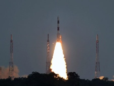 PSLV C-17 satellite takes off during its launch from the Satish Dhawan Space Centre in Srihakota, India, Friday, July 15, 2011. (AP Photo) 