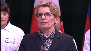 Ontario Premier Kathleen Wynne speaks at an event in Cambridge, Ont., on Friday, Feb. 14, 2014.
